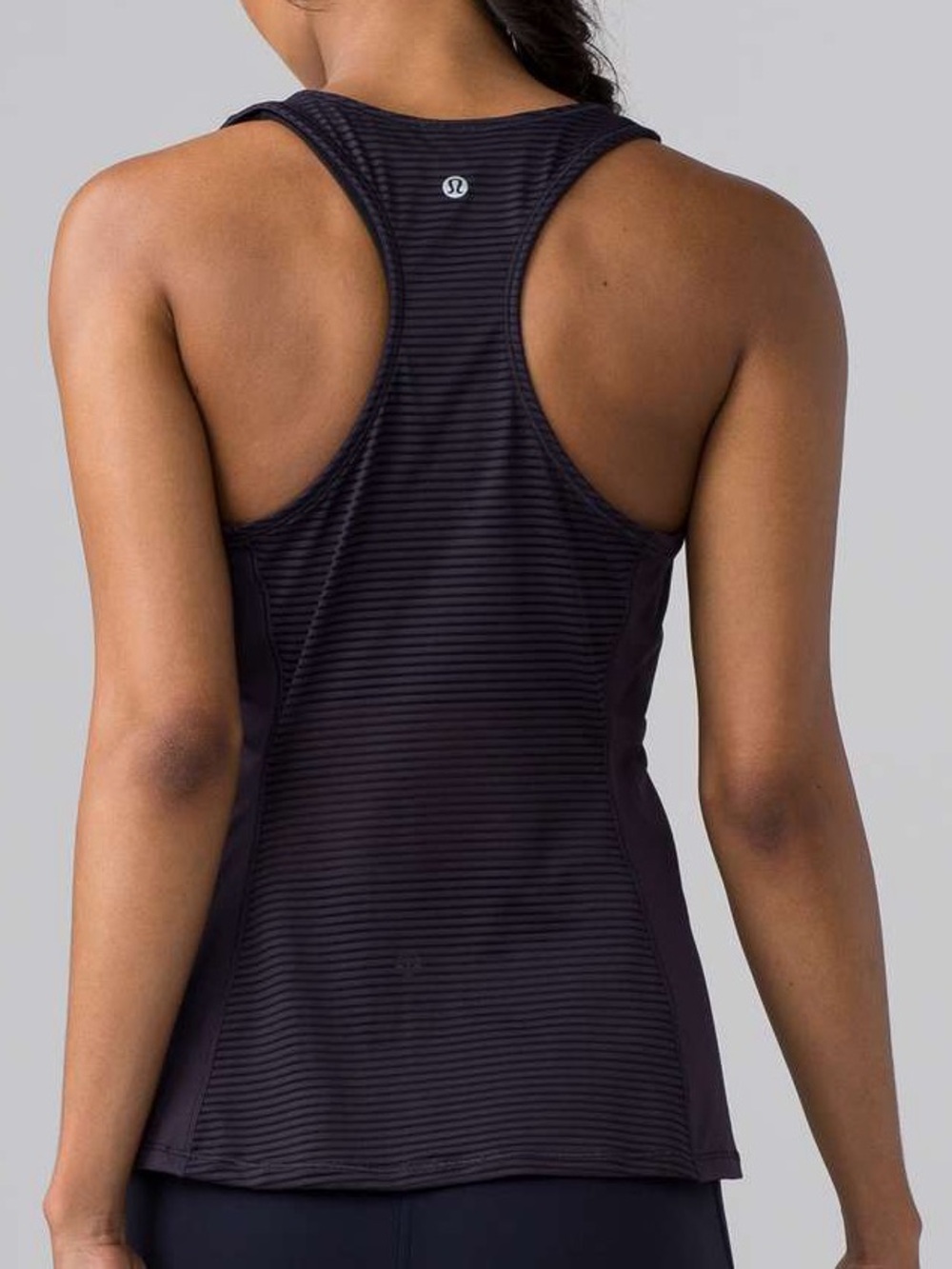 LULULEMON Goal Crusher Black & Grey Striped Racerback Tank Top
